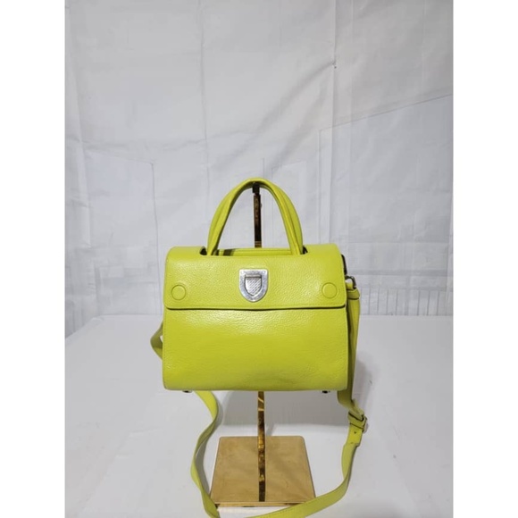 Authentic Christian Dior Leather Mini Diorever Top Handle Bag Neon - Picture 5 of 13